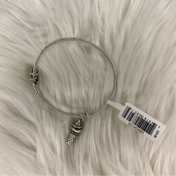 Alex and Ani Rafaelian Silver Sweet Treat Ice Cream Cone Charm Bangle - Picture 2 of 2